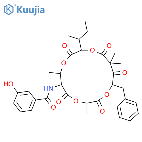 Benzamide, 3-hydroxy-N-[(3S,6S,7R,10S,15R)-3,7,13,13-tetramethyl-10-[(1S)-1-methylpropyl]-2,5,9,12,14-pentaoxo-15-(phenylmethyl)-1,4,8,11-tetraoxacyclopentadec-6-yl]- structure