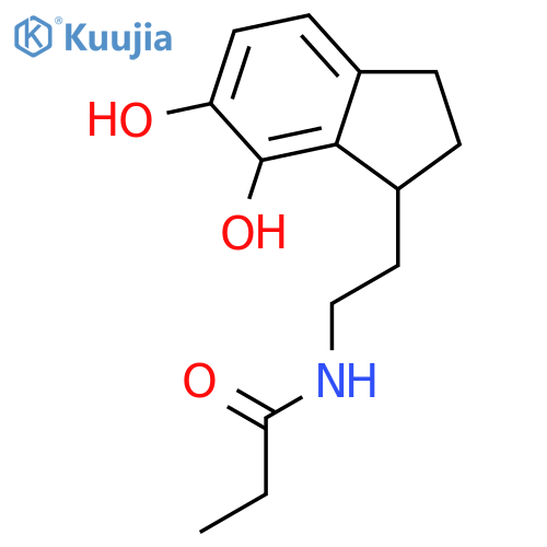 Propanamide, N-[2-(2,3-dihydro-6,7-dihydroxy-1H-inden-1-yl)ethyl]- structure