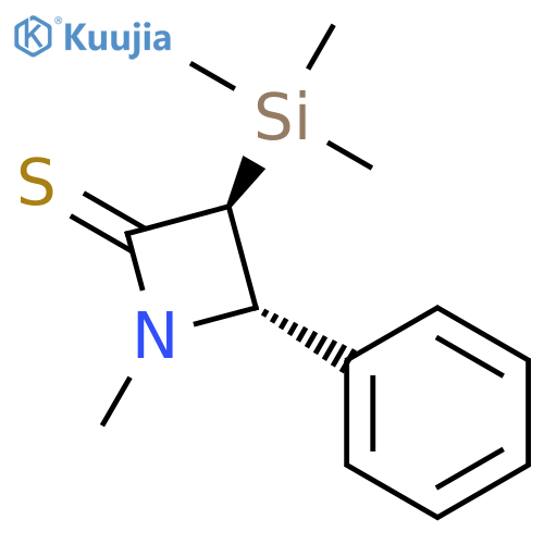 2-Azetidinethione, 1-methyl-4-phenyl-3-(trimethylsilyl)-, trans- structure