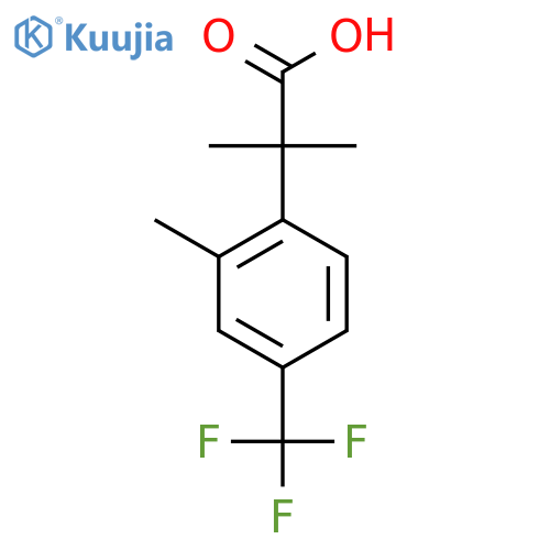 2-methyl-2-2-methyl-4-(trifluoromethyl)phenylpropanoic acid structure