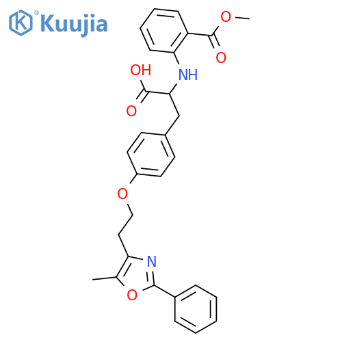 2(S)-[2-(Methoxycarbonyl)phenylamino]-3-[4-[2-(5-methyl-2-phenyloxazol-4-yl)ethoxy]phenyl]propionic acid structure