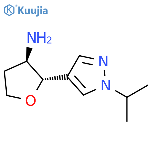 rac-(2R,3S)-2-1-(propan-2-yl)-1H-pyrazol-4-yloxolan-3-amine structure