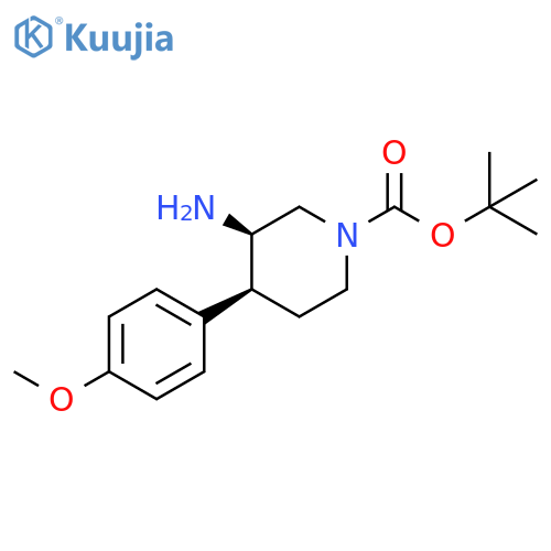 rac-tert-butyl (3R,4S)-3-amino-4-(4-methoxyphenyl)piperidine-1-carboxylate, cis structure
