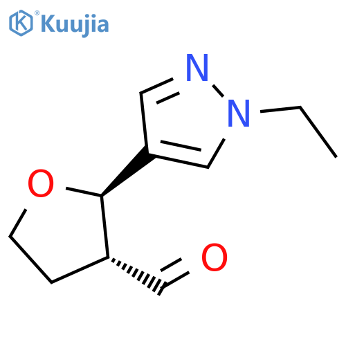 rac-(2R,3R)-2-(1-ethyl-1H-pyrazol-4-yl)oxolane-3-carbaldehyde, trans structure