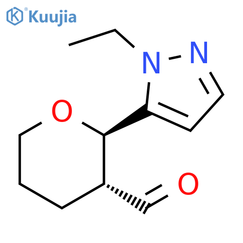rac-(2R,3R)-2-(1-ethyl-1H-pyrazol-5-yl)oxane-3-carbaldehyde, trans structure