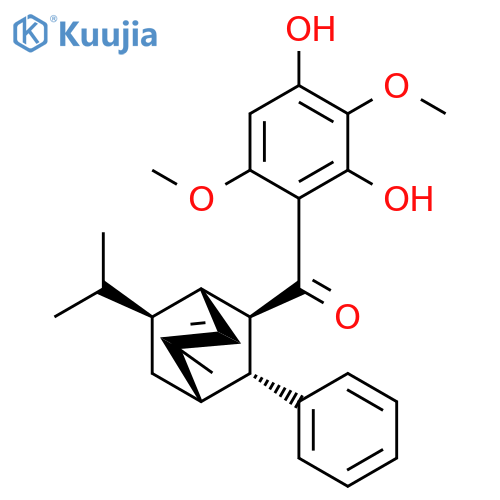 Methanone, (2,4-dihydroxy-3,6-dimethoxyphenyl)[(1S,2R,3R,4S,7S)-5-methyl-7-(1-methylethyl)-3-phenylbicyclo[2.2.2]oct-5-en-2-yl]- structure