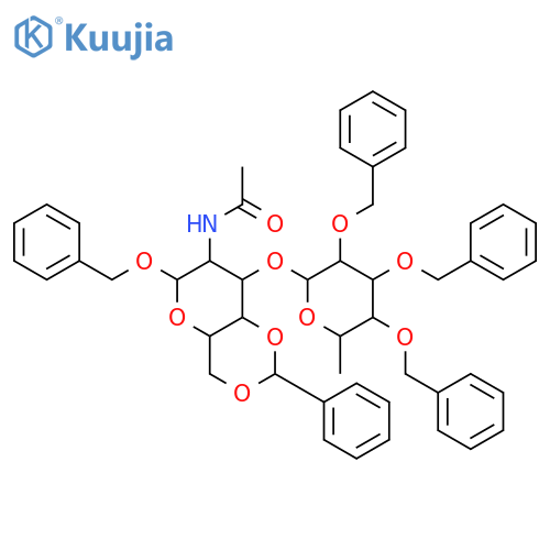 Benzyl 2-Acetamido-2-deoxy-3-O-(2,3,4-tri-O-benzyl-α-L-fucopyranosyl)-4,6-benzylidene-α-D-glucopyranoside structure