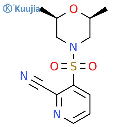 3-{[(2R,6S)-2,6-dimethylmorpholin-4-yl]sulfonyl}pyridine-2-carbonitrile structure