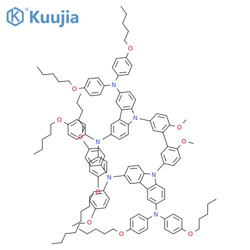 9H-Carbazole-3,6-diamine, 9,9'-(6,6'-dimethoxy[1,1'-biphenyl]-3,3'-diyl)bis[N3,N3,N6,N6-tetrakis[4-(pentyloxy)phenyl]- structure