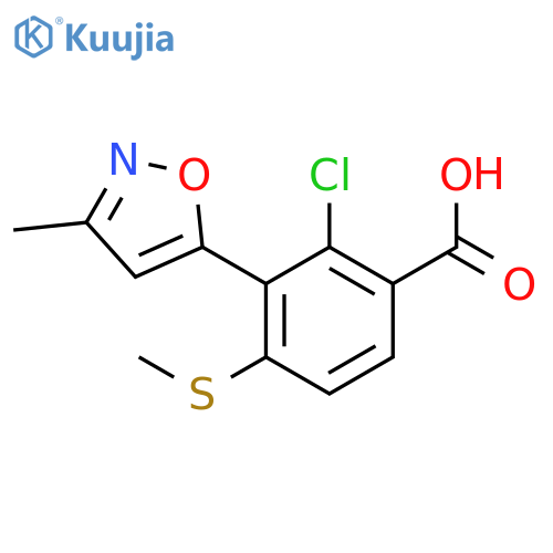Benzoic acid, 2-chloro-3-(3-methyl-5-isoxazolyl)-4-(methylthio)- structure