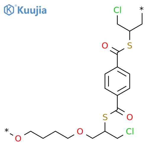 Poly[oxy-1,4-butanediyloxy[2-(chloromethyl)-1,2-ethanediyl]thio(carbonyl)-1,4-phenylenecarbonylthio[1-(chloromethyl)-1,2-ethanediyl]] structure