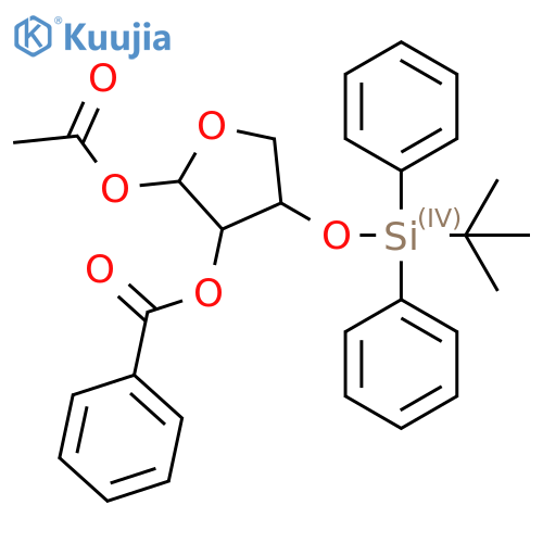 1-OAcetyl-2-O-benzoyl-3-O-tert-butyldiphenylsilyl-L-threofuranose structure
