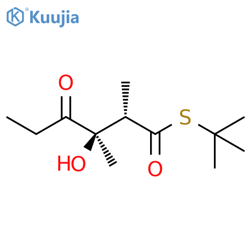 Hexanethioic acid, 3-hydroxy-2,3-dimethyl-4-oxo-, S-(1,1-dimethylethyl) ester, (2S,3R)- structure