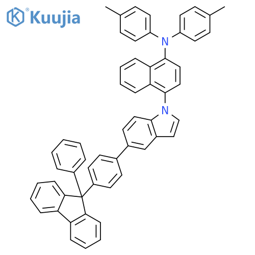 1-Naphthalenamine, N,N-bis(4-methylphenyl)-4-[5-[4-(9-phenyl-9H-fluoren-9-yl)phenyl]-1H-indol-1-yl]- structure