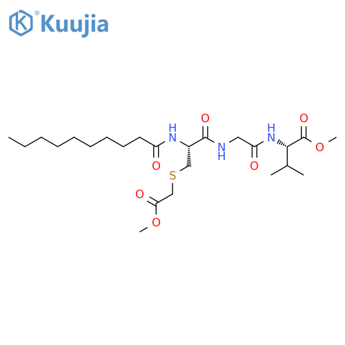 Methyl (2S)-2-[[2-[[(2R)-2-(decanoylamino)-3-(2-methoxy-2-oxoethyl)sulfanylpropanoyl]amino]acetyl]amino]-3-methylbutanoate structure