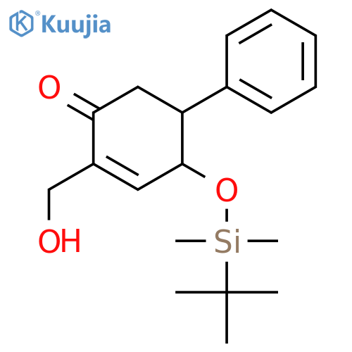 2-Cyclohexen-1-one, 4-[[(1,1-dimethylethyl)dimethylsilyl]oxy]-2-(hydroxymethyl)-5-phenyl-, (4R,5S)- structure