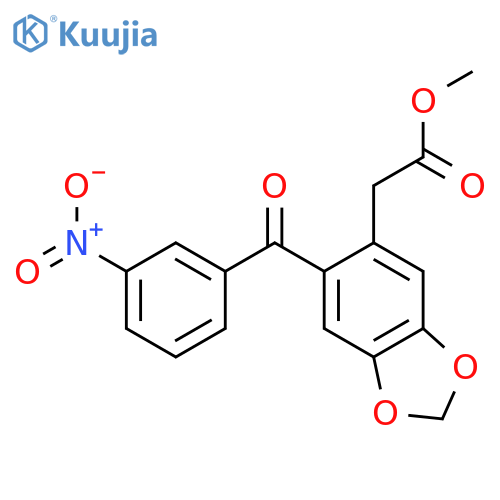 1,3-Benzodioxole-5-acetic acid, 6-(3-nitrobenzoyl)-, methyl ester structure