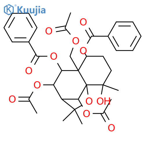 1,4,6,8,9,14-Hexahydroxydihydro-β-agarofuran; (1α,4β,6β,8β,9α)-form, 1,9-Dibenzoyl, 6,8,14-tri-Ac structure