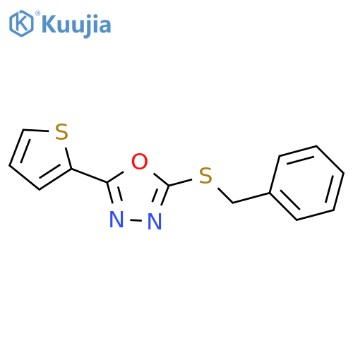 2-(benzylsulfanyl)-5-(thiophen-2-yl)-1,3,4-oxadiazole structure
