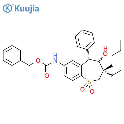Carbamic acid,[(3R,4S,5S)-3-butyl-3-ethyl-2,3,4,5-tetrahydro-4-hydroxy-1,1-dioxido-5-phenyl-1-benzothiepin-7-yl]-, phenylmethyl ester, rel- structure