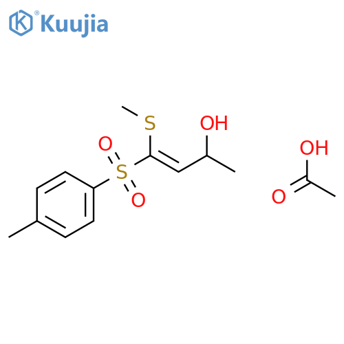 3-Buten-2-ol, 4-[(4-methylphenyl)sulfonyl]-4-(methylthio)-, acetate structure