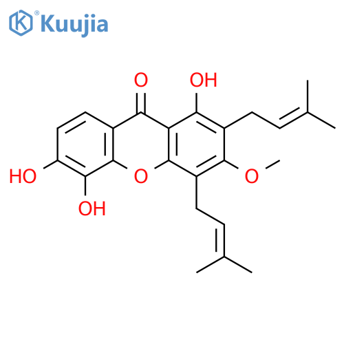 9H-Xanthen-9-one, 1,5,6-trihydroxy-3-methoxy-2,4-bis(3-methyl-2-buten-1-yl)- structure