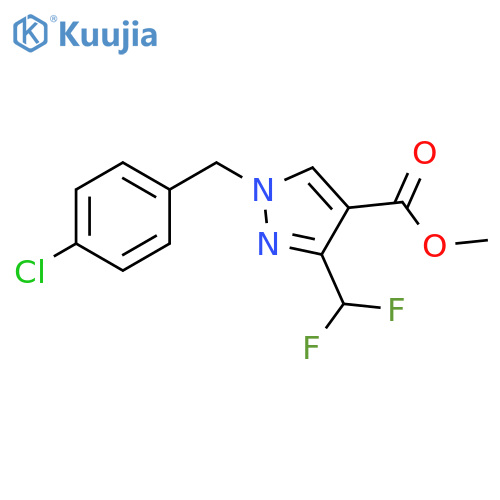 1H-Pyrazole-4-carboxylic acid, 1-[(4-chlorophenyl)methyl]-3-(difluoromethyl)-, methyl ester structure
