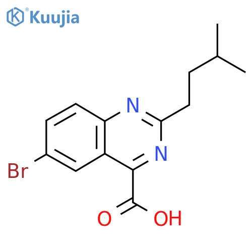 6-bromo-2-(3-methylbutyl)quinazoline-4-carboxylic acid structure