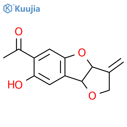 6-Acetyl-2,3,3a,8b-tetrahydro-7-hydroxy-3-methylenefuro[3,2-b]benzofuran; (2S,3S)-form structure