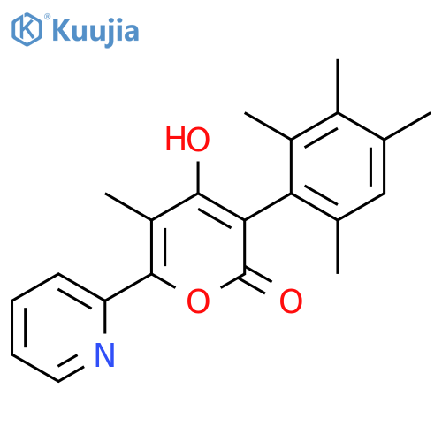 2H-PYRAN-2-ONE, 4-HYDROXY-5-METHYL-6-(2-PYRIDINYL)-3-(2,3,4,6-TETRAMETHYLPHENYL)- structure