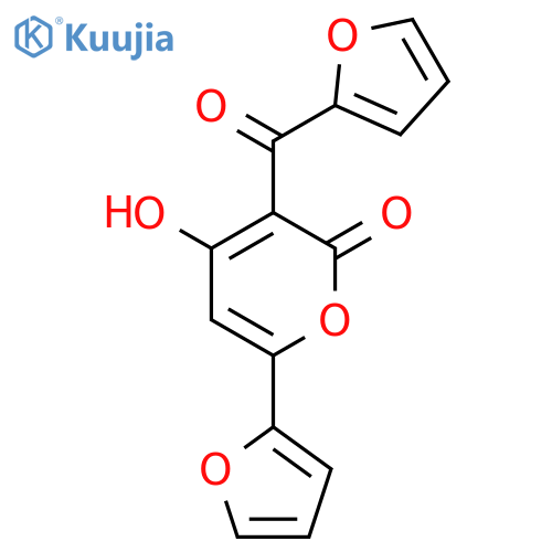 2H-Pyran-2-one, 6-(2-furanyl)-3-(2-furanylcarbonyl)-4-hydroxy- structure