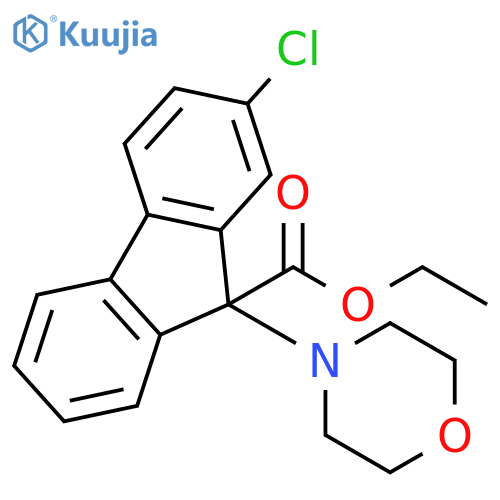 9H-Fluorene-9-carboxylic acid, 2-chloro-9-(4-morpholinyl)-, ethyl ester structure