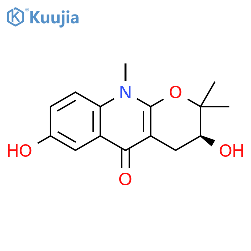 5H-Pyrano[2,3-b]quinolin-5-one, 2,3,4,10-tetrahydro-3,7-dihydroxy-2,2,10-trimethyl-, (3S)- structure