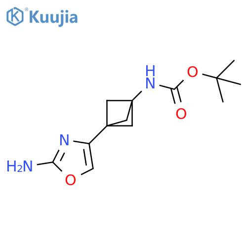 tert-Butyl [3-(2-amino-1,3-oxazol-4-yl)bicyclo[1.1.1]pent-1-yl]carbamate structure