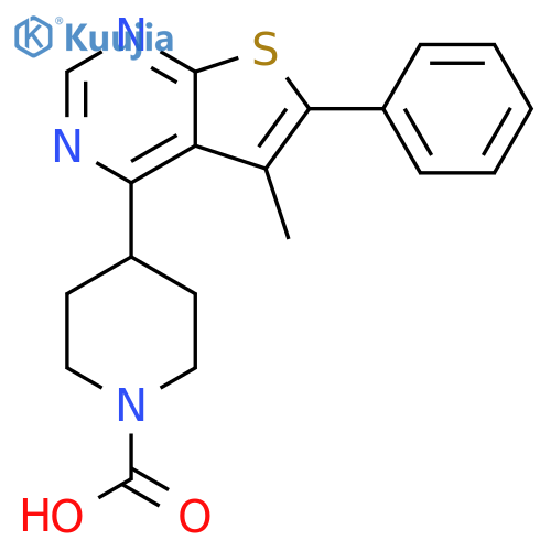 1-(5-Methyl-6-phenylthieno[2,3-d]pyrimidin-4-yl)piperidine-4-carboxylic acid structure