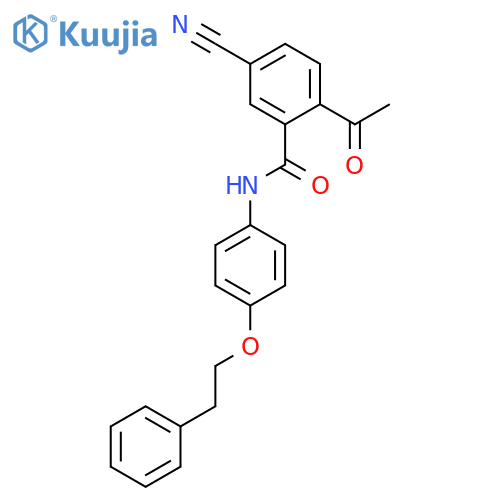 Benzamide, 2-acetyl-5-cyano-N-[4-(2-phenylethoxy)phenyl]- structure