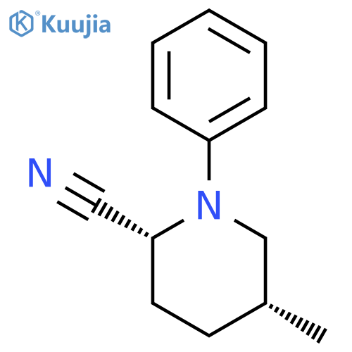 2-Piperidinecarbonitrile, 5-methyl-1-phenyl-, cis- structure