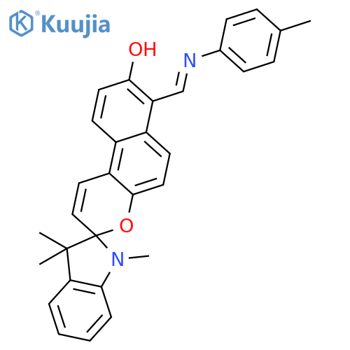Spiro[2H-indole-2,3'-[3H]naphtho[2,1-b]pyran]-8'-ol, 1,3-dihydro-1,3,3-trimethyl-7'-[[(4-methylphenyl)imino]methyl]- structure