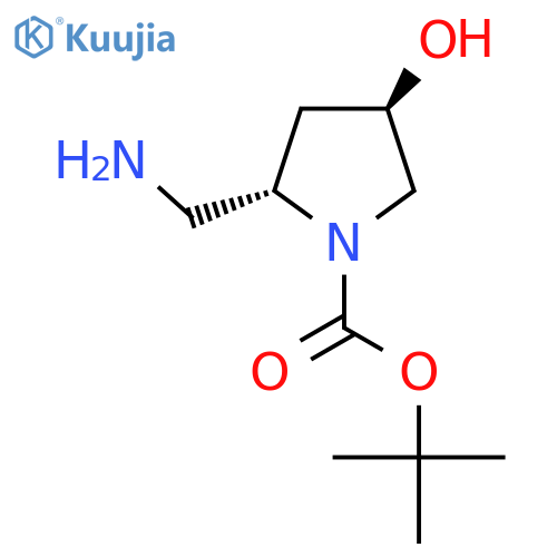 tert-butyl (2S,4R)-2-(aminomethyl)-4-hydroxypyrrolidine-1-carboxylate structure