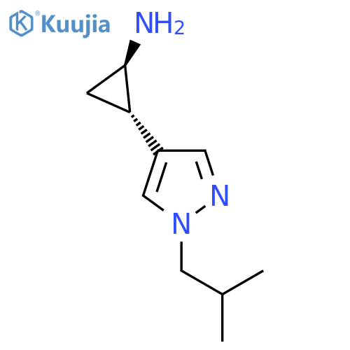 rac-(1R,2S)-2-1-(2-methylpropyl)-1H-pyrazol-4-ylcyclopropan-1-amine structure