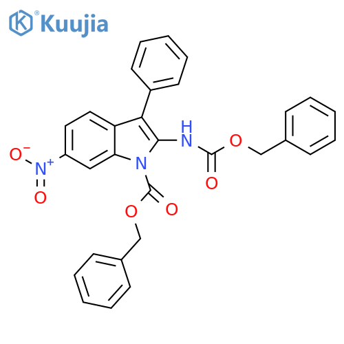 Benzyl 6-nitro-3-phenyl-2-(phenylmethoxycarbonylamino)indole-1-carboxylate structure