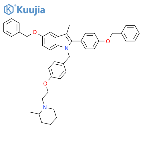 1H-Indole,3-methyl-1-[[4-[2-(2-methyl-1-piperidinyl)ethoxy]phenyl]methyl]-5-(phenylmethoxy)-2-[4-(phenylmethoxy)phenyl]- structure