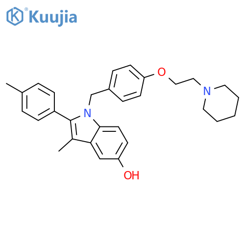 1H-Indol-5-ol,3-methyl-2-(4-methylphenyl)-1-[[4-[2-(1-piperidinyl)ethoxy]phenyl]methyl]- structure