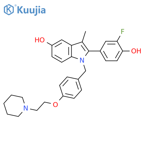 1H-Indol-5-ol,2-(3-fluoro-4-hydroxyphenyl)-3-methyl-1-[[4-[2-(1-piperidinyl)ethoxy]phenyl]methyl]- structure
