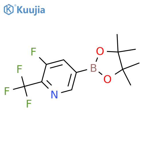 3-fluoro-5-(tetramethyl-1,3,2-dioxaborolan-2-yl)-2-(trifluoromethyl)pyridine structure