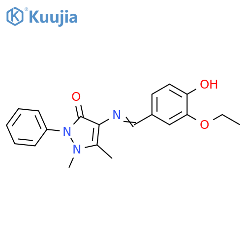 3H-Pyrazol-3-one,4-[[(3-ethoxy-4-hydroxyphenyl)methylene]amino]-1,2-dihydro-1,5-dimethyl-2-phenyl- structure
