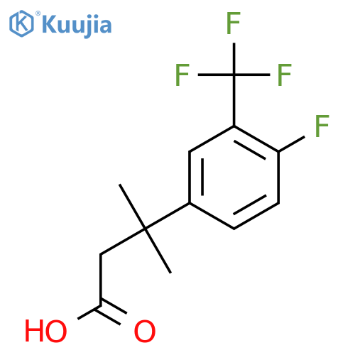 3-4-fluoro-3-(trifluoromethyl)phenyl-3-methylbutanoic acid structure
