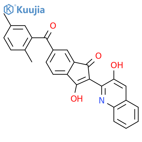 6-(2,5-Dimethylbenzoyl)-3-hydroxy-2-(3-hydroxy-2-quinolinyl)-1H-inden-1-one structure