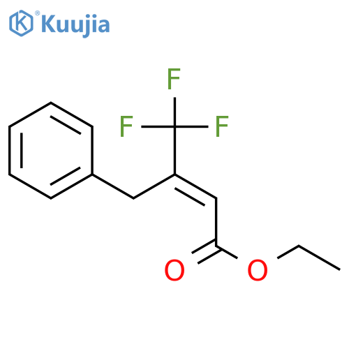 2-Butenoic acid, 4,4,4-trifluoro-3-(phenylmethyl)-, ethyl ester, (2E)- structure