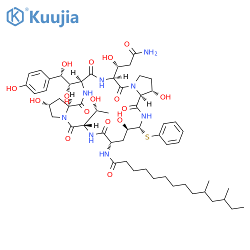 1-(4R,5R)-N2-(10,12-Dimethyl-1-oxotetradecyl)-4-hydroxy-5-(phenylthio)-L-ornithine-pneumocandin B0 structure